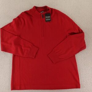 Jos A Bank Sweater Mens XL Red 100% Wool Merino Wool Traveler 1/4 Zip NEW